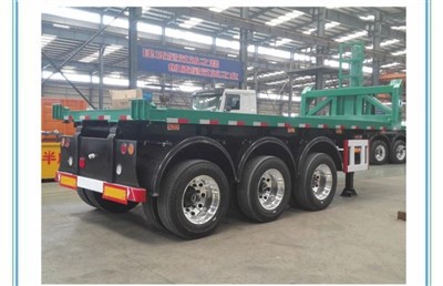 Remolque de chasis volquete de plataforma plana de contenedor con volquete trasero de 3 ejes para transporte de contenedores de 20 pies